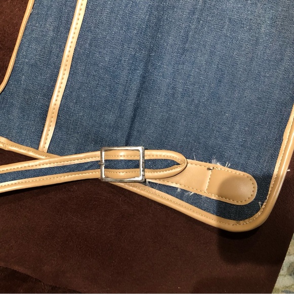 Denim Blue/Tan Trimmed Lightweight Back Pack with Double Compartments. - Picture 8 of 16